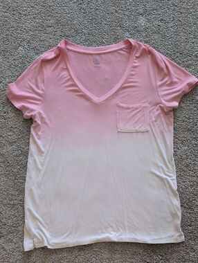 Market & Spruce Stitch Fix Pink And White Tie Dye Short Sleeve Top Size Large